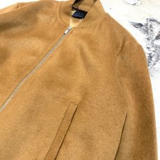 画像4: BROWN COLOR WOOL ZIP UP BOMBER JACKET / Mens S(L) (4)