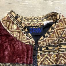 画像10: BEADS DECORATIVE PATCHWORK ZIP UP JACKET / Mens L (10)