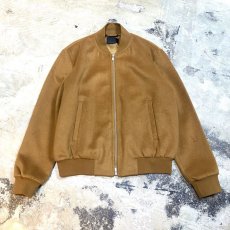 画像1: BROWN COLOR WOOL ZIP UP BOMBER JACKET / Mens S(L) (1)