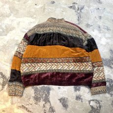 画像2: BEADS DECORATIVE PATCHWORK ZIP UP JACKET / Mens L (2)