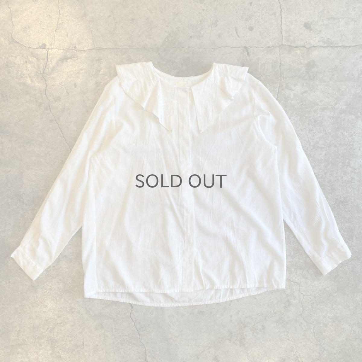 画像1: OLD COLOR DESIGN COLLAR EMBROIDERY SHIRT / Ladies M (1)