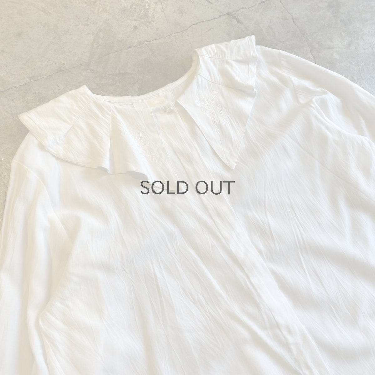 画像3: OLD COLOR DESIGN COLLAR EMBROIDERY SHIRT / Ladies M (3)