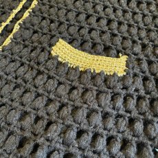 画像9: POINT GOLD STITCH DESIGN CROCHET LONG KNIT VEST / Ladies M (9)