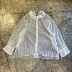 画像1: 【JILL STUART】 WHITE COLOR CUTTING DESIGN SHEER L/S SHIRT / Ladies M(FR) (1)