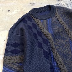 画像3: ARTISTIC BOTANICAL PATTERN KNIT SWEATER / Mens L (3)