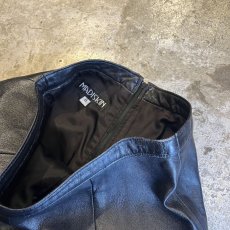 画像7: LEATHER BLACK ZIP UP DESIGN PANTS / W26(8) (7)