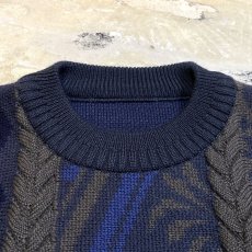 画像10: ARTISTIC BOTANICAL PATTERN KNIT SWEATER / Mens L (10)