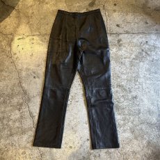 画像1: LEATHER BLACK ZIP UP DESIGN PANTS / W26(8) (1)