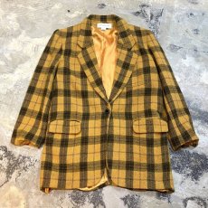 画像1: OLD CHECK PATTERN WOOL TAILORED JACKET / Mens L / MADE IN USA (1)