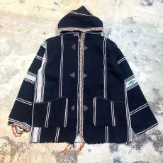 画像1: NATIVE STRIPE PATTERN ZIP UP RUG HOODIE JACKET / Mens L (1)