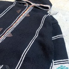 画像4: NATIVE STRIPE PATTERN ZIP UP RUG HOODIE JACKET / Mens L (4)