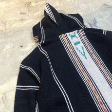 画像9: NATIVE STRIPE PATTERN ZIP UP RUG HOODIE JACKET / Mens L (9)