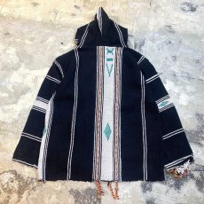 画像2: NATIVE STRIPE PATTERN ZIP UP RUG HOODIE JACKET / Mens L (2)