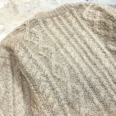 画像9: BEIGE COLOR MOHAIR CABLE KNIT CARDIGAN / Mens M (9)