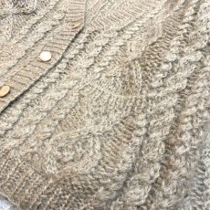 画像6: BEIGE COLOR MOHAIR CABLE KNIT CARDIGAN / Mens M (6)