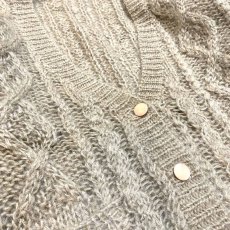 画像5: BEIGE COLOR MOHAIR CABLE KNIT CARDIGAN / Mens M (5)