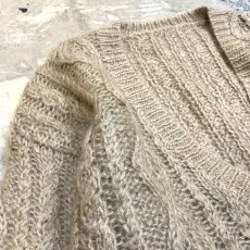 画像3: BEIGE COLOR MOHAIR CABLE KNIT CARDIGAN / Mens M (3)