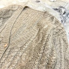 画像4: BEIGE COLOR MOHAIR CABLE KNIT CARDIGAN / Mens M (4)