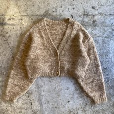 画像1: BOXY LINE SHORT DESIGN KNIT CARDIGAN / Ladies L (1)