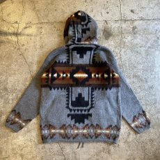 画像2: FAUX FUR NATIVE PATTERN ZIP UP DESIGN HOODIE / Ladies S(M) (2)