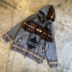 画像4: FAUX FUR NATIVE PATTERN ZIP UP DESIGN HOODIE / Ladies S(M) (4)