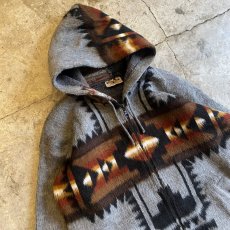 画像3: FAUX FUR NATIVE PATTERN ZIP UP DESIGN HOODIE / Ladies S(M) (3)