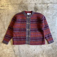 画像1: ALL OVER PATTERN DESIGN NORDIC KNIT CARDIGAN / Ladies M (1)