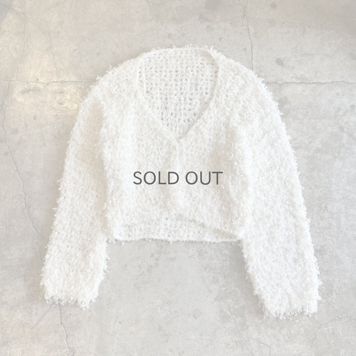 画像1: WHITE COLOR LOW GAUGE DESIGN L/S CARDIGAN / Ladies M (1)
