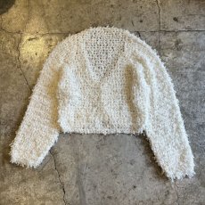 画像2: WHITE COLOR LOW GAUGE DESIGN L/S CARDIGAN / Ladies M (2)