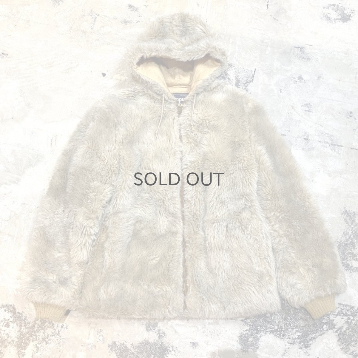 画像1: OLD FAUX FUR ZIP UP HOODIE JACKET / Mens M (1)