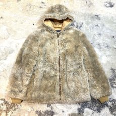 画像1: OLD FAUX FUR ZIP UP HOODIE JACKET / Mens M (1)