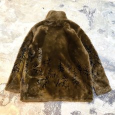 画像2: 90's REINDEER PATTERN HI NECK FAUX FUR JACKET / Mens M / MADE IN USA (2)