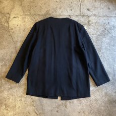 画像2: BLACK COLOR DESIGN NO COLLAR DESIGN WOOL JACKET / Ladies L / MADE IN USA (2)