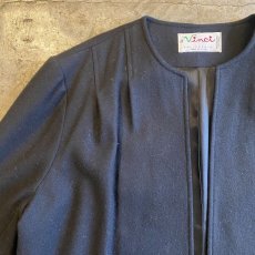 画像5: BLACK COLOR DESIGN NO COLLAR DESIGN WOOL JACKET / Ladies L / MADE IN USA (5)