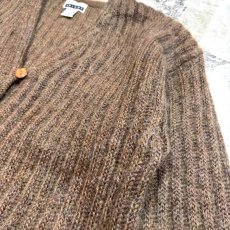 画像4: BROWN COLOR RIB KNITTING MOHAIR CARDIGAN / Mens S(M) (4)