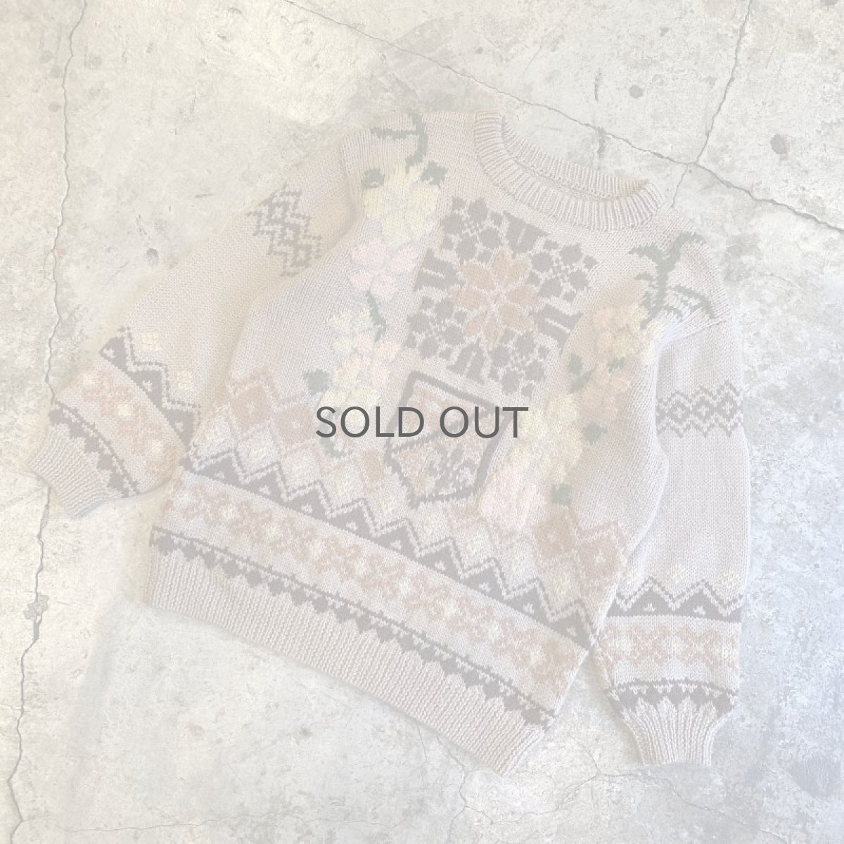 画像4: ALL OVER PATTERN BACK CROCHET DESIGN KNIT SWEATER / Ladies L (4)