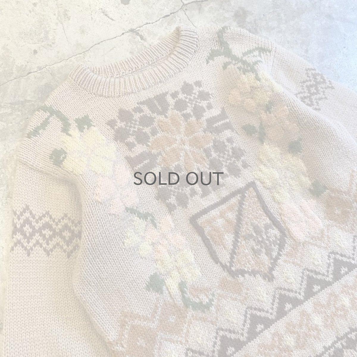 画像3: ALL OVER PATTERN BACK CROCHET DESIGN KNIT SWEATER / Ladies L (3)