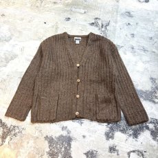 画像1: BROWN COLOR RIB KNITTING MOHAIR CARDIGAN / Mens S(M) (1)