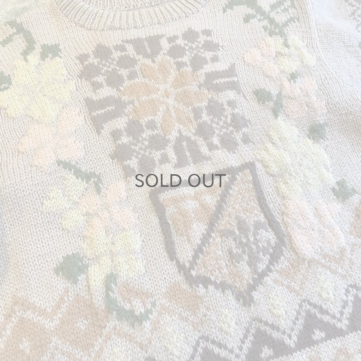 画像6: ALL OVER PATTERN BACK CROCHET DESIGN KNIT SWEATER / Ladies L (6)