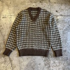 画像1: MIX COLOR CHAIN STITCH KNITTING DESIGN KNIT SWEATER / Ladies M (1)