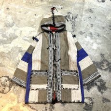 画像1: NATIVE PATTERN STITCH LINE HOODIE JACKET / Mens M (1)