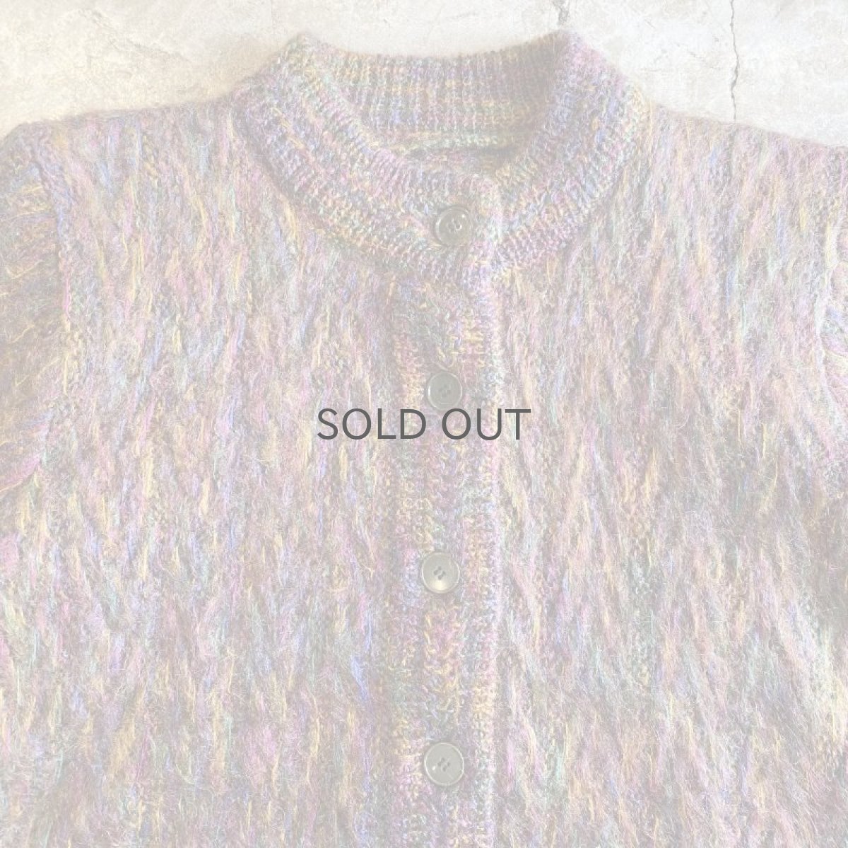 画像7: MIX COLOR MOHAIR DESIGN KNIT CARDIGAN / Ladies L (7)