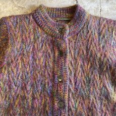 画像7: MIX COLOR MOHAIR DESIGN KNIT CARDIGAN / Ladies L (7)