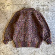 画像2: MIX COLOR MOHAIR DESIGN KNIT CARDIGAN / Ladies L (2)