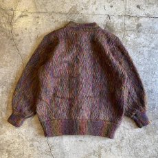 画像2: MIX COLOR MOHAIR DESIGN KNIT CARDIGAN / Ladies L (2)