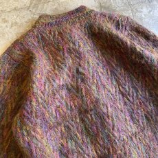画像11: MIX COLOR MOHAIR DESIGN KNIT CARDIGAN / Ladies L (11)