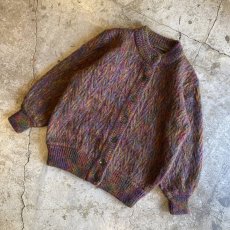 画像4: MIX COLOR MOHAIR DESIGN KNIT CARDIGAN / Ladies L (4)