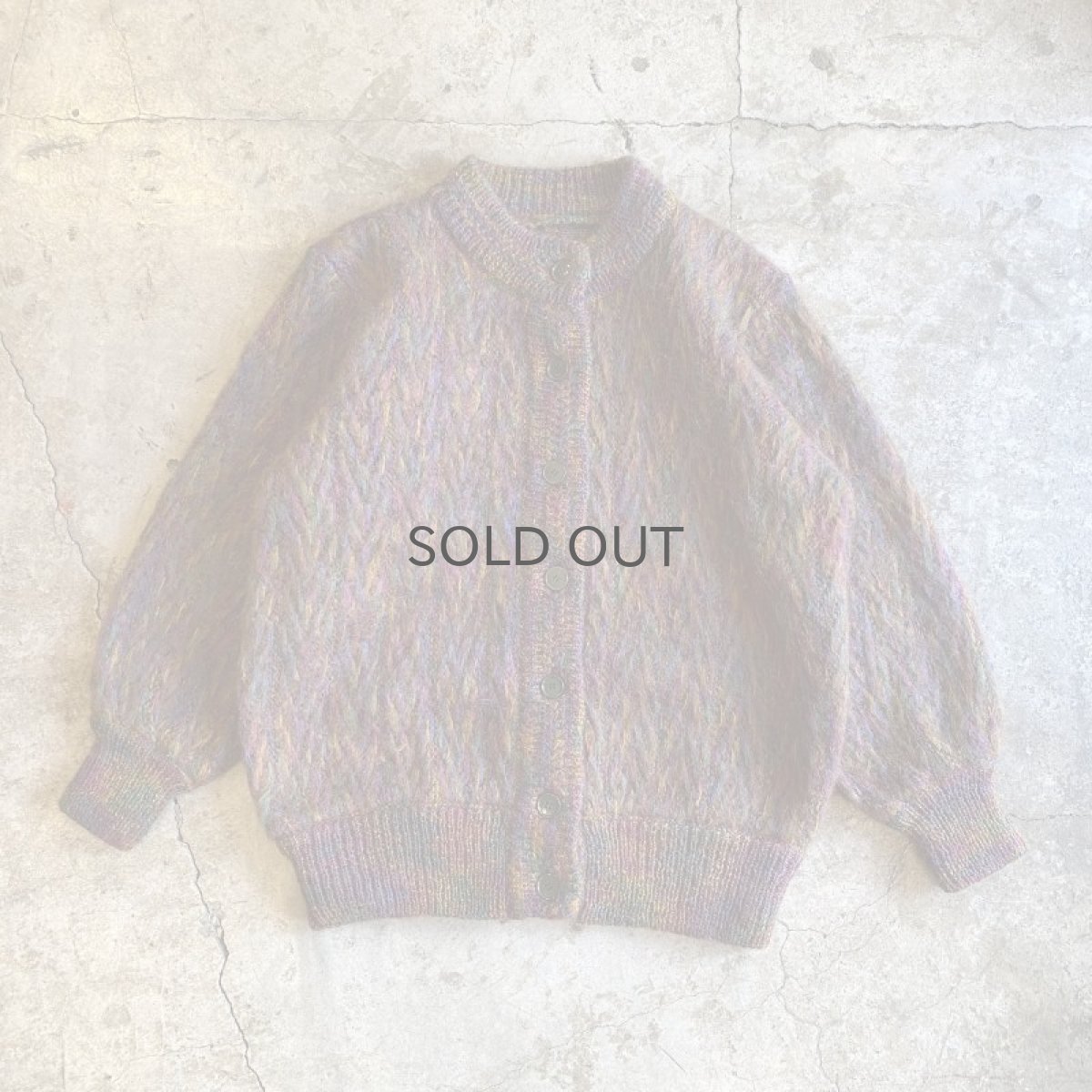 画像1: MIX COLOR MOHAIR DESIGN KNIT CARDIGAN / Ladies L (1)