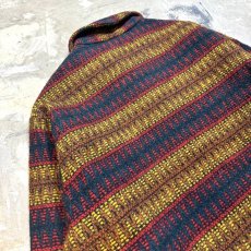 画像9: 50's BORDER PATTERN HALF BUTTON KNIT SWEATER / Mens L (9)