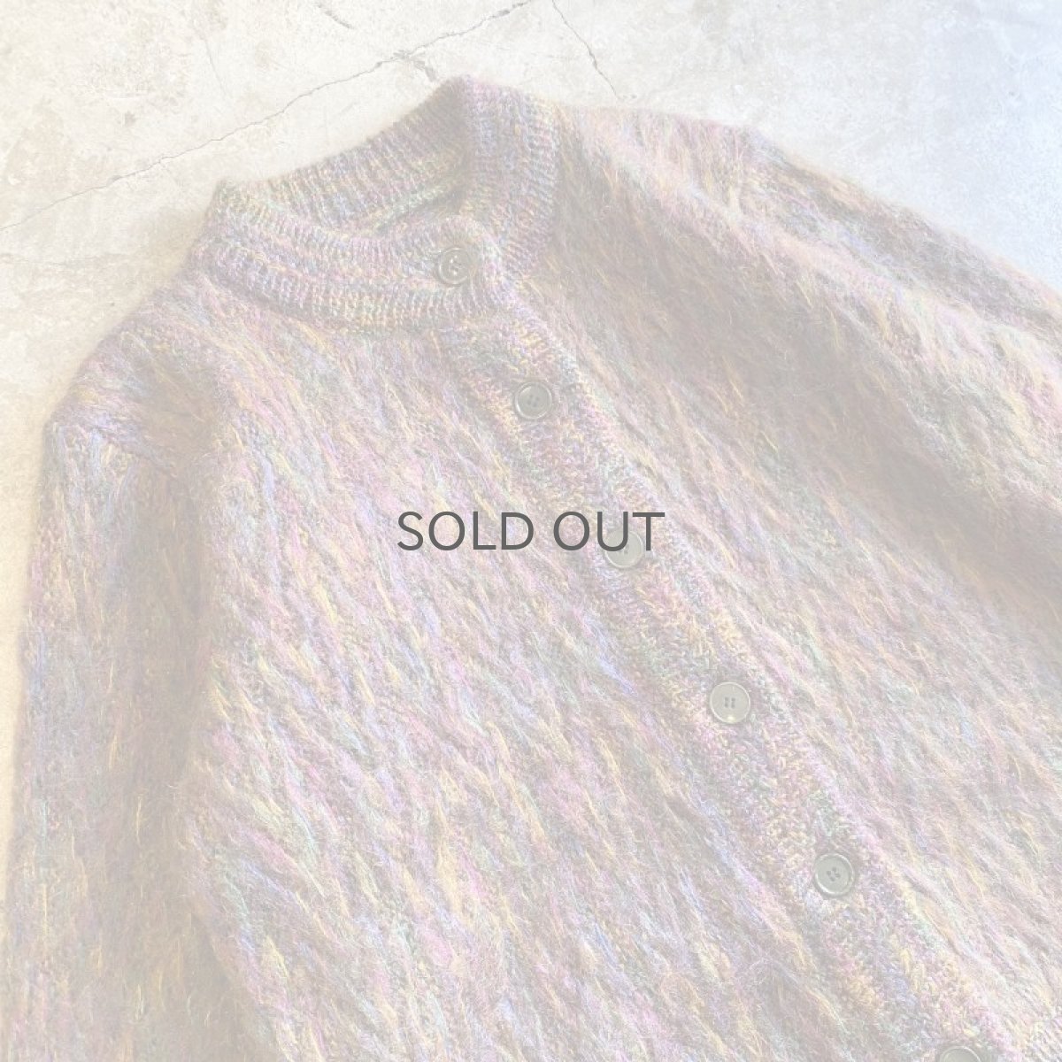 画像3: MIX COLOR MOHAIR DESIGN KNIT CARDIGAN / Ladies L (3)